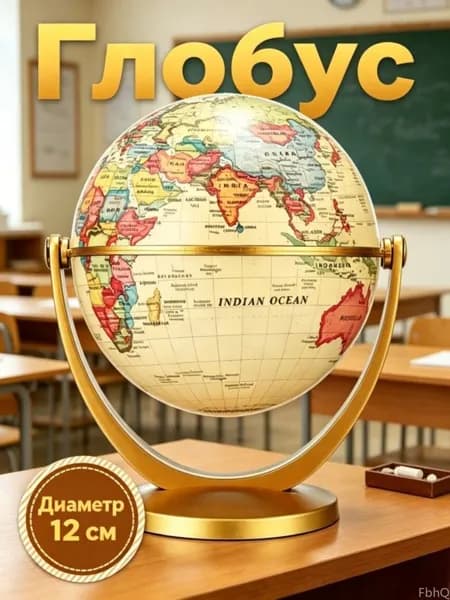 Для изучения географии, глобус, 1 шт.