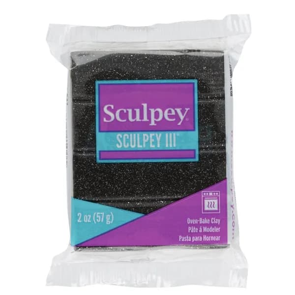 Полимерная глина Sculpey III 541 цвет черный с блестками 57 гр.