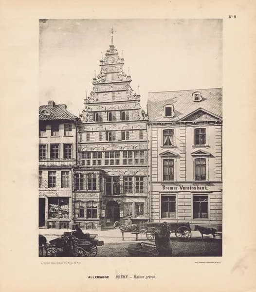 Германия. Город Бремен. Частный дом 2. Антикварная фототипия. Берлин, 1896 г.