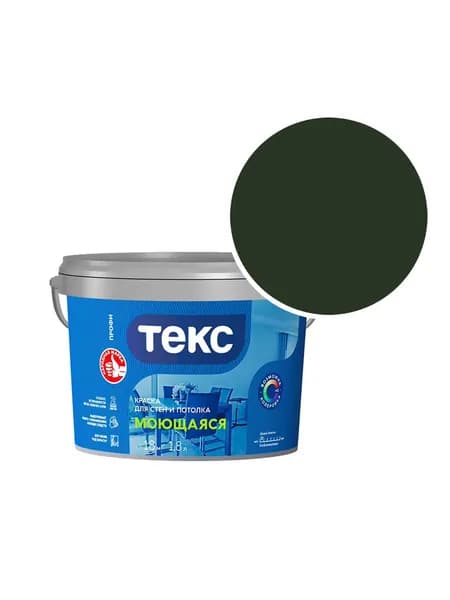 Краска моющаяся Текс Профи RAL 6007 (Бутылочно-зелёный - Bottle green) 1,8 л