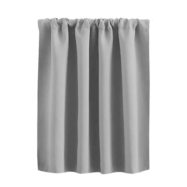 Короткие чёрные шторы с карманом для карниза, Светло-серый - 76x60 см