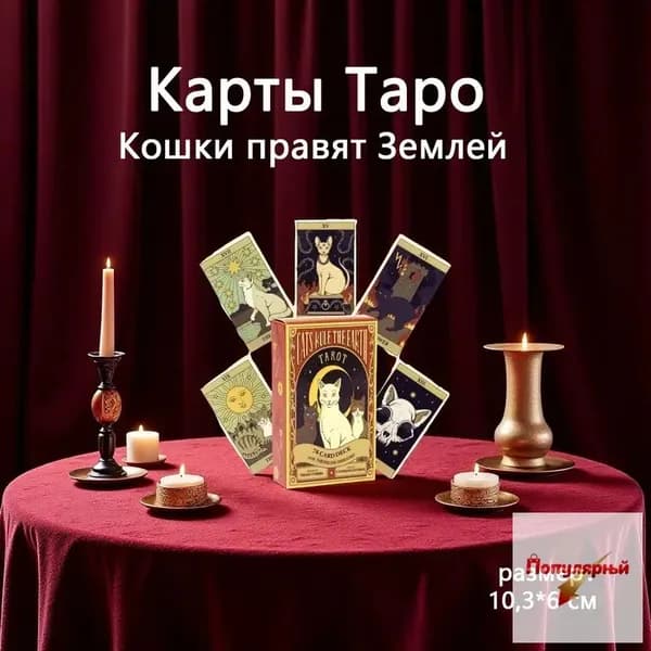 10,3*6 см Кошки правят Землей Таро: 78 карт колоды для одержимых кошками
