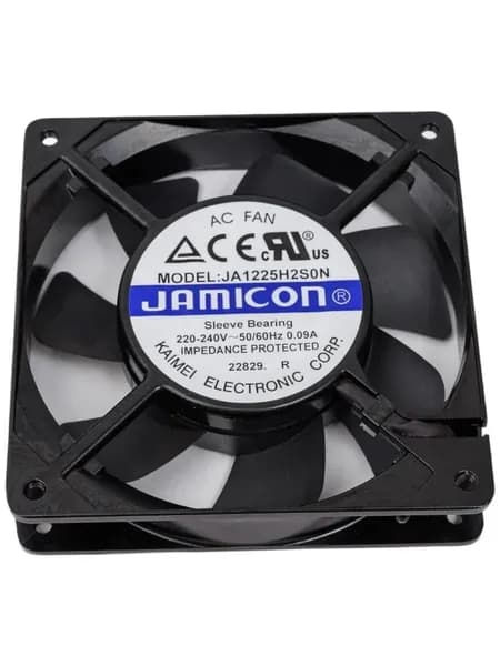 Вентилятор JA1225H2S0N-T(JA1225H2S010N-T-R) JAMICON 220В, 120х120х25 мм, подшипник скольжения, разъем на корпусе (клемма)