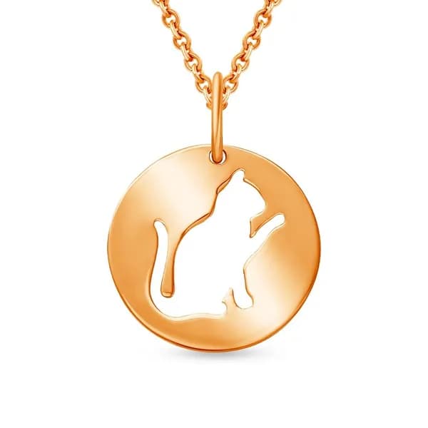 Подвеска на шею Кошка из красного золота 375 пробы 585GOLD