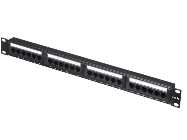 Патч-панель UTP, 19", 24 порта RJ45, cat.5е, 1U, 110 Type