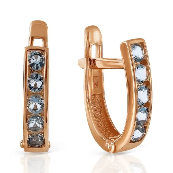 Золотые серьги DIAMANT-ONLINE с фианитом 585 пробы