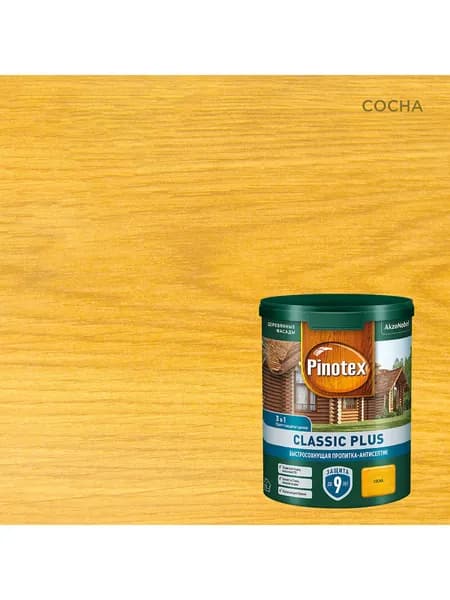 Пропитка Pinotex Classic Plus полуматовая сосна 0.9 л