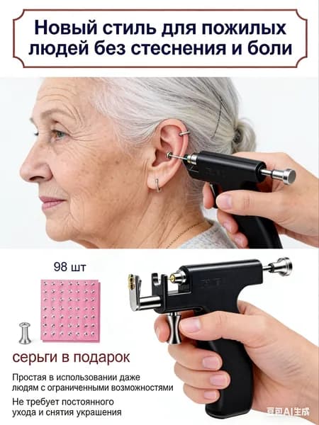 Пистолет для пирсинга ушей, профессиональный инструмент, 98 пар серег, долговечный и прочный