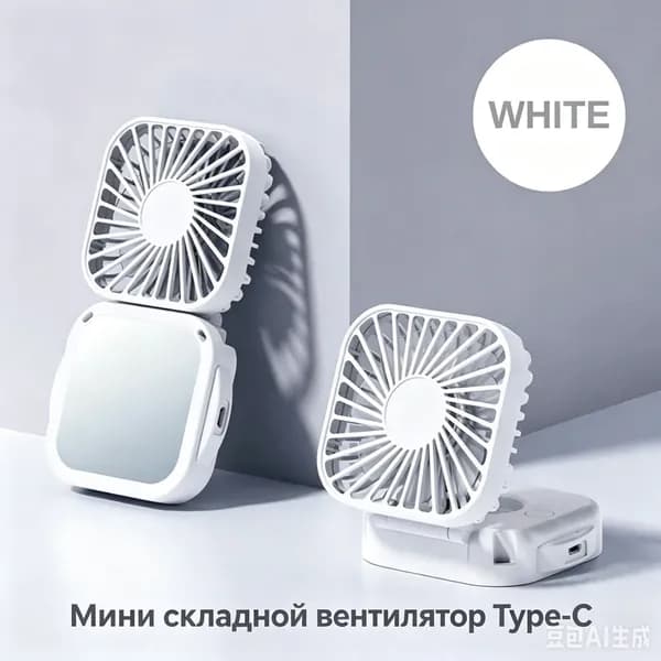 Портативный вентилятор Портативный вентилятор белый 300 мАч, белый