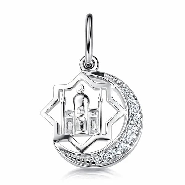 Подвеска на шею с фианитами серебро 925 пробы 585GOLD