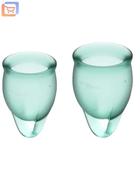 Набор менструальных чаш с хвостиком-петелькой Feel Сonfident Menstrual Cup Dark Green