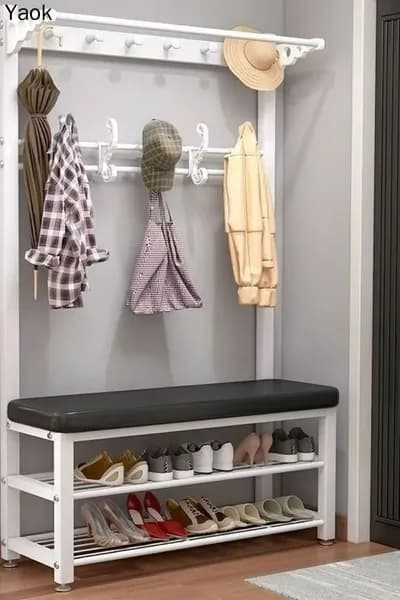 Комплект мебели для прихожей, белый, черный