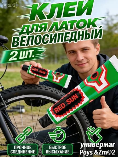 Клей резиновый 20 мл Два. для латок велосипедный для ремонта камер шин и резиновых изделий велоаптечка
