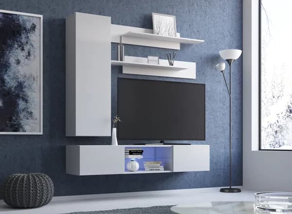 Стенка в гостиную, стенка для гостиной Point 3320PW , Белый глянец, 160х160х40 см. (ШхВхГ)