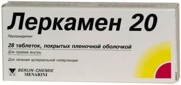 Леркамен 20, таблетки покрыт. плен. об. 20 мг, 28 шт.