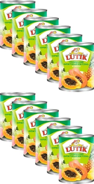 Фруктовый коктейль Lutik тропический, комплект: 12 упаковок по 560 г