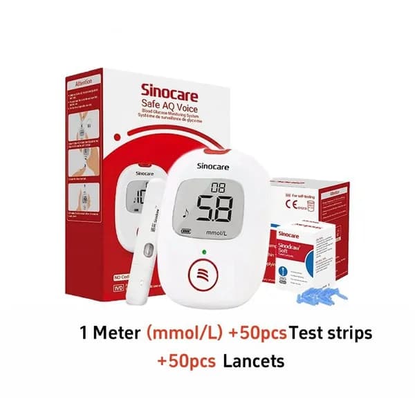 Анализатор голоса Sinocare Safe AQ Voice +50 листов бумаги, глюкоза, сертификат CE