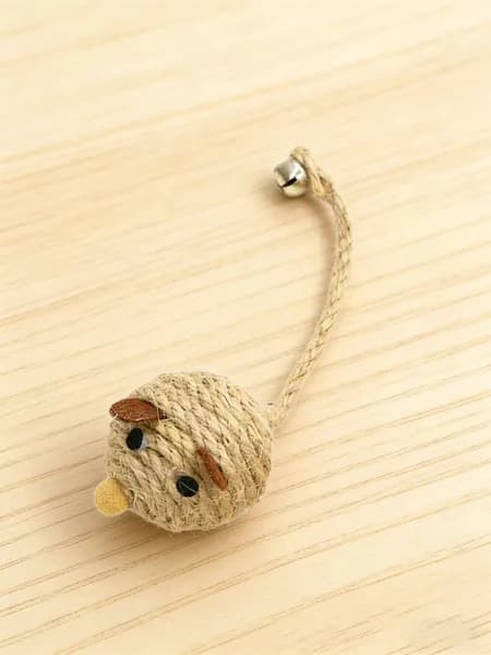 Игрушка для кошек мышь из сизаля ручной вязки 12-16 см с колокольчиком, набор 1/2/4 шт для охоты