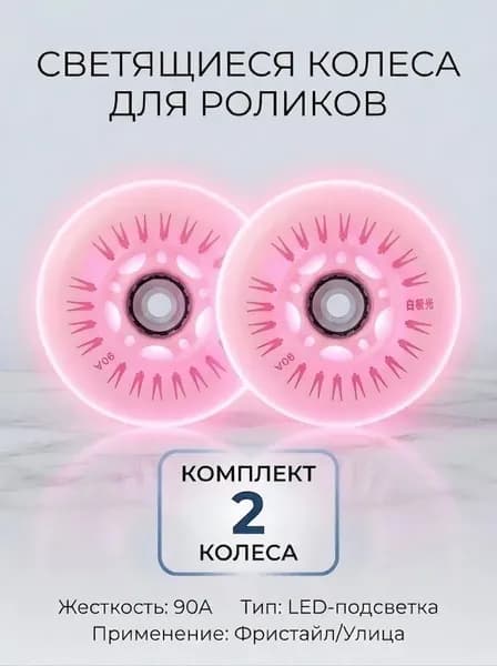 Светящиеся колеса 80 мм для роликов, детского самоката с подшипниками ILQ-9 (2шт)