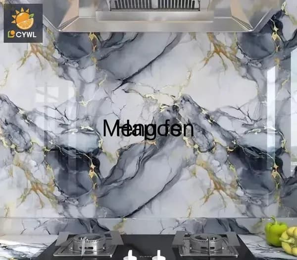 Эксклюзивные моющиеся обои для кухни 30x30 см с фольгой, 10 самоклеющихся панелей