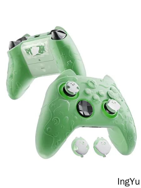 Силиконовый чехол Ocean Whisper для Xbox Series X/S, полупрозрачный антискользящий защитный кейс с насадками, пастельно-зелёный