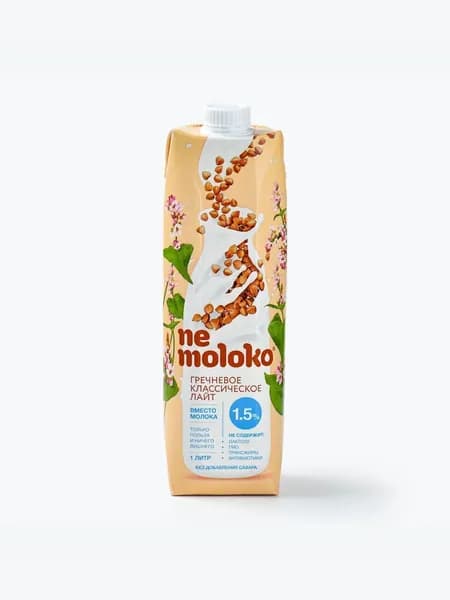 Растительный напиток Лайт гречневый 1,5% 1 л, Nemoloko, обогащенный кальцием и витамином В2