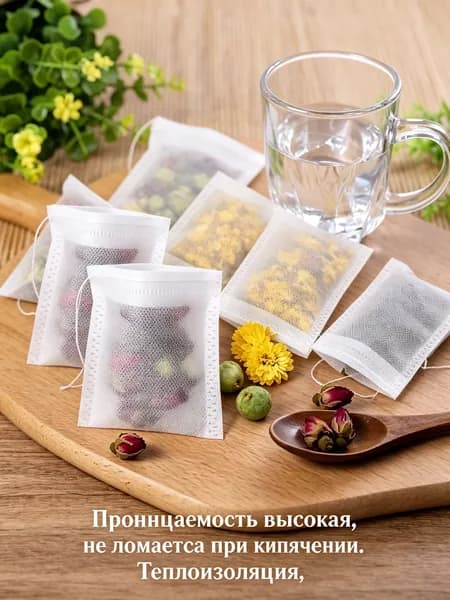 Фильтр для чая неотбеленные 5x7 см, 2 шт