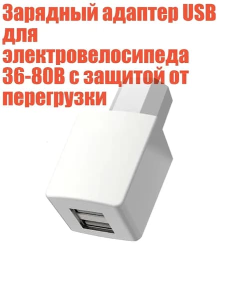Зарядный адаптер USB для электровелосипеда 36-80В с защитой от перегрузки, Белый - Двойной USB