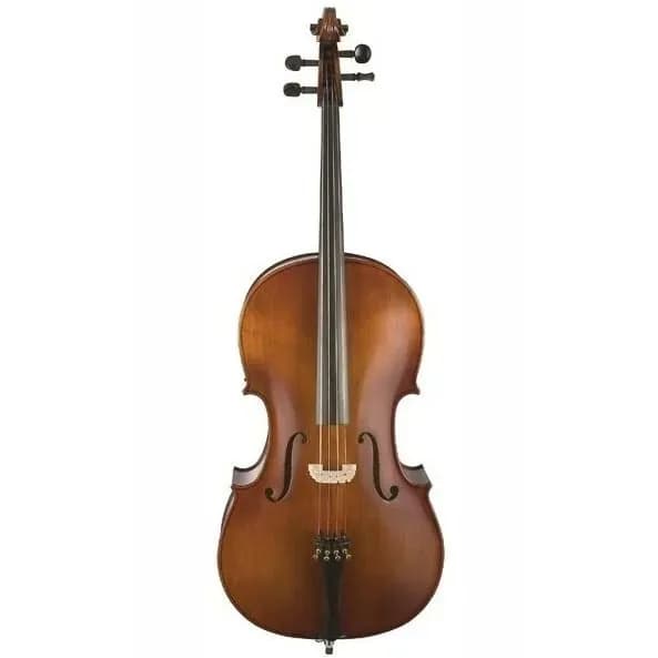 Виолончель PIERRE CESAR MPC 550 3/4, изготовлена из огненного клёна, гриф и колки из чёрного дерева, металлический подгриф с 4-мя машинками, коричнево-жёлтый лак, нейлоновый чехол