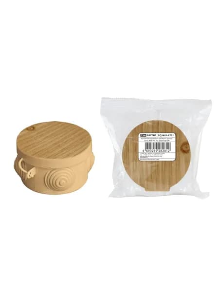 Распаячная коробка ОП D65х40мм, крышка, сосна, IP54, 4вх. TDM SQ1401-0701 (2 шт)