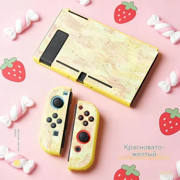 Мягкая оболочка из ТПУ, совместимая с Nintendo Switch2, Ударопрочный чехол для Switch / OLED 2021, всесторонняя защита -Акварель_NS Желтый цвет заката