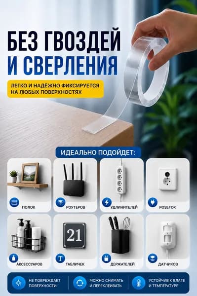 Клейкая лента канцелярская 30 мм x 5 м, 1 шт.