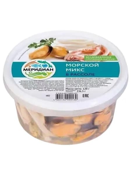Морской коктейль Меридиан вареный в рассоле охлажденный 430 г