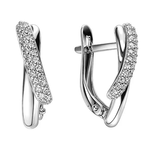 Серьги женские с бриллиантами из белого золота 585 пробы 585GOLD