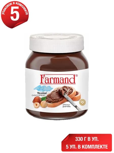 Паста Farmand ореховая с добавлением какао 330 г, набор: 5 штук