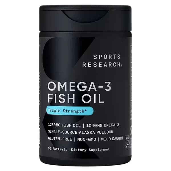 Омега 3 1250 мг 90 капсул sports research для иммунитета, сосудов, omega 3 рыбий жир спортивный комплекс