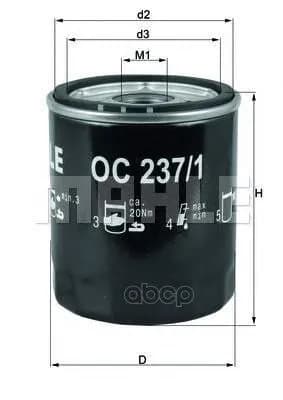 Фильтр масляный MAHLE OC237/1 Mahle/Knecht арт. OC237/1