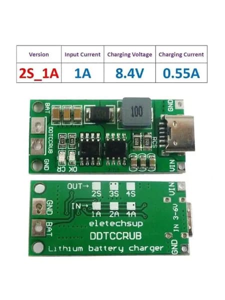 Многоэлементное литий-ионное зарядное устройство от 2S 3S 4S Type-C до 8,4 В 12,6 В 16,8 В, литиевая батарея 18650 7,4 В 11,1 В 14,8 В