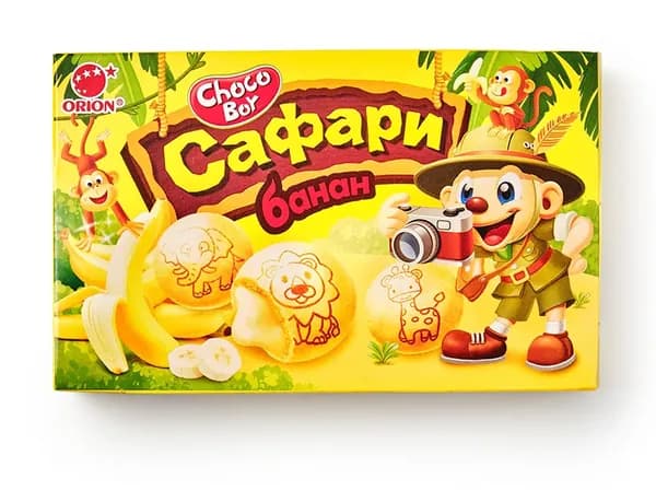Печенье затяжное Orion Choco Boy Safari банан, 39г, 1 шт