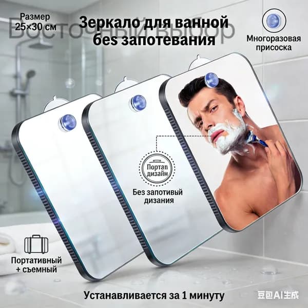 Зеркало настенное 25х30 см прямоугольное ударопрочное