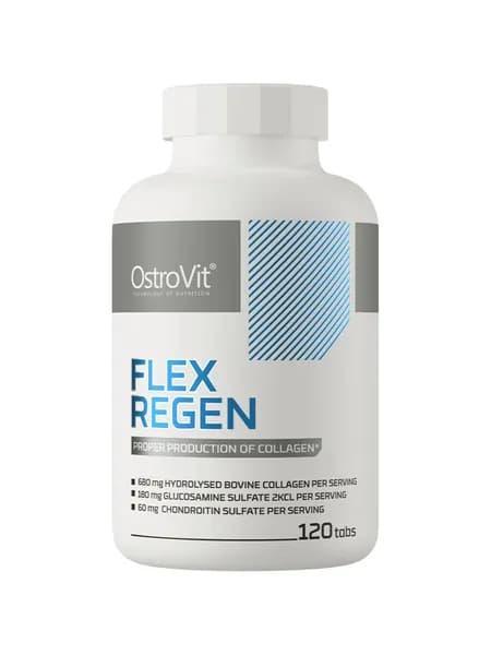 OstroVit Flex Regen, Гидролизованный бычий коллаген + МСМ + Глюкозамин + Хондроитин, 120 таблеток, Спортивное питание для суставов и связок, для здоровья костей