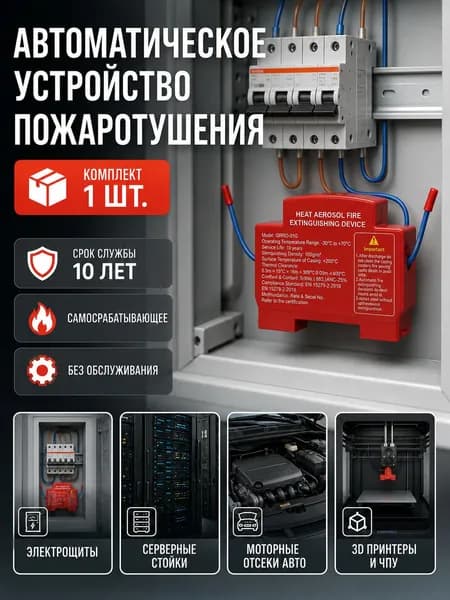 Автоматическое аэрозольное устройство пожаротушения CRRO-01G, комплект1 шт., мини огнетушитель для электрощита, серверной стойки, авто и 3D принтера