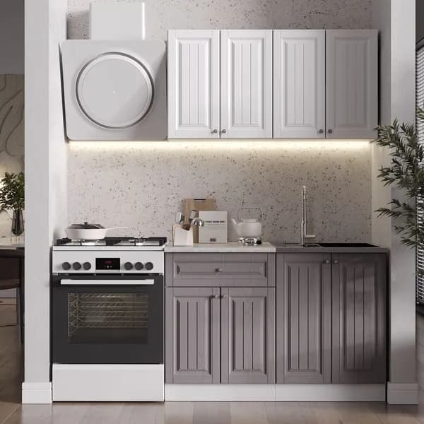 Кухонный гарнитур, кухня, готовый комплект Хозяюшка 1,2 м Акация белая/Трюфель