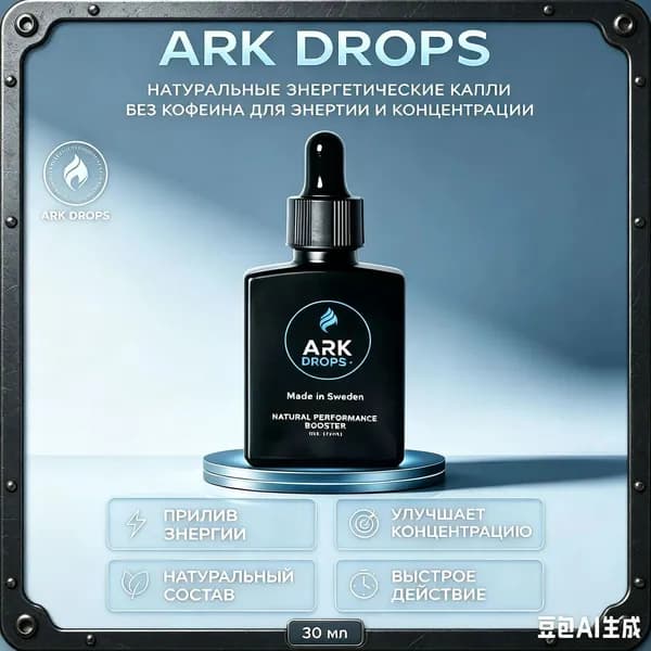 ARK DROPS натуральные энергетические капли, изотоник без сахара, без кофеина, для энергии и концентрации, 30 мл