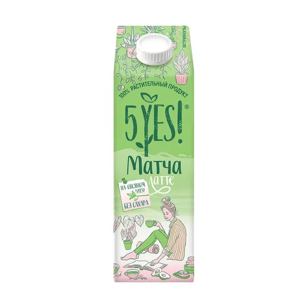 Напиток овсяный for Professionals с японским зелёным чаем Матча, 5YES!, 1 л, Россия