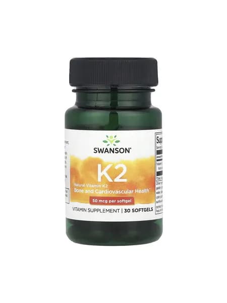Swanson, Vitamin K2 - Natural 50 мкг, Витамин К2 для костей, сердца и сосудов, 30 мягких капсул