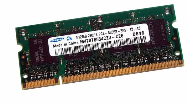 Оперативная память DDR2, 667 МГц, 1 x 512 МБ (SO-DDR2 0512Mb PC5300 0512Mb)