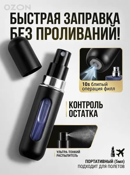 Атомайзер для духов самозаправляющийся 5 мл,Флакон для парфюма дорожный переносной с распылителем,Пульверизатор для одеколона маленький в сумку SUICA