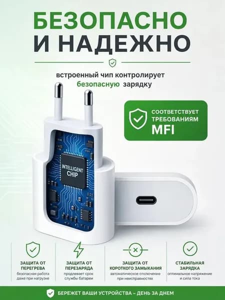 Блок для зарядки Type-c /Блок питания / Блок для iPhone и Android / Адаптер питания 25