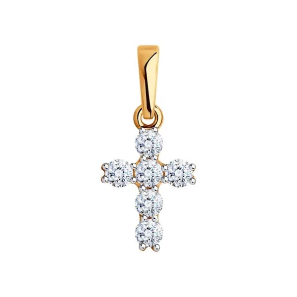 Золотая подвеска DIAMANT-ONLINE с фианитом 585 пробы